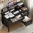 2-Piece Office Set, S-Shape Open Bookshelf & Computer Desk Set,  Modern Computer Desk with Storage Drawers +6-tier tall bookcase-2019345173