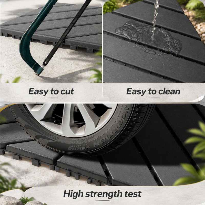 Durable Plastic Interlocking Decking Tiles, 44 Packs, 12x12 Inches, Waterproof for All-Weather Outdoor and Indoor Use, Dark Gray
