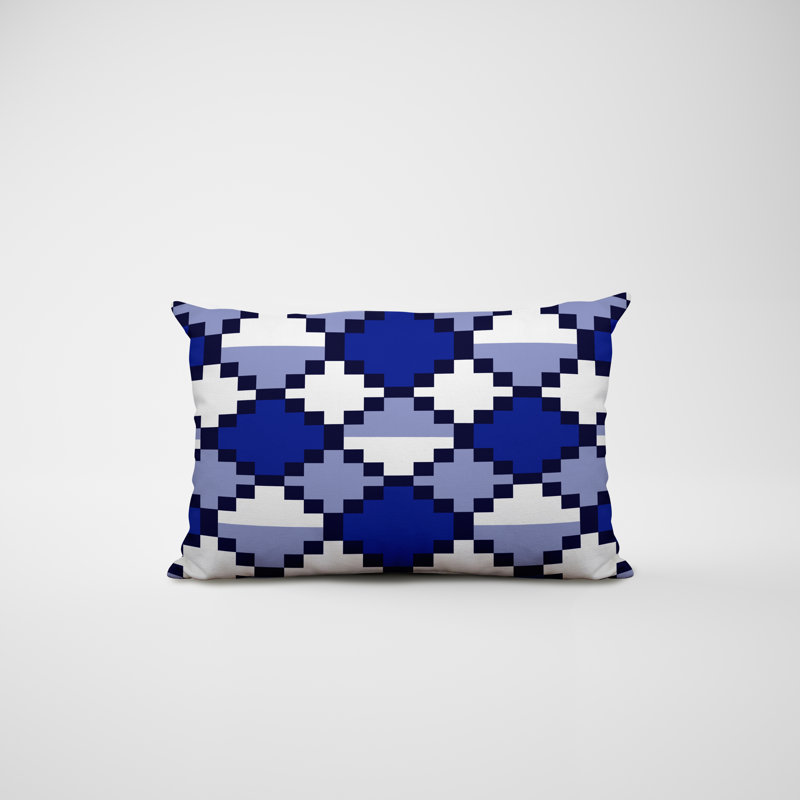 Polyester Lumbar Rectangular Indoor/Outdoor Pillow Cover & Insert, Navy Blue