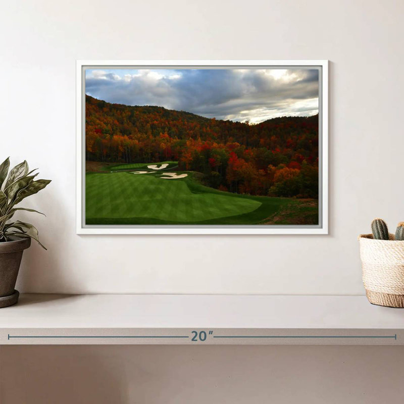 Parcours de golf d'automne, Cadre flottant blanc, 13 po x 9 po