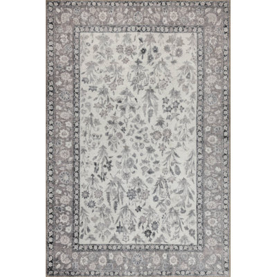 Jax Antique Vintage Patterned Grey Beige Authentic Washable Chenille Carpet