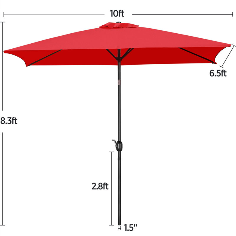 Parasol d'extérieur rectangulaire Glidewell, H 99,6 po x l 120 po x P 78 po, Rouge