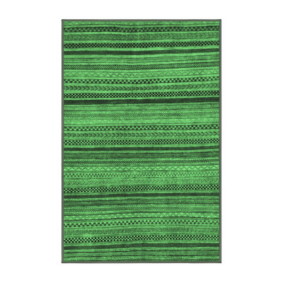 Tapis lavables à la machine à motif abstrait vert émeraude 2307