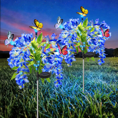 Lumières de jardin Beckel, fleurs de glycine et lumières papillon, se balançant avec le vent, cadeau de la fête des Mères