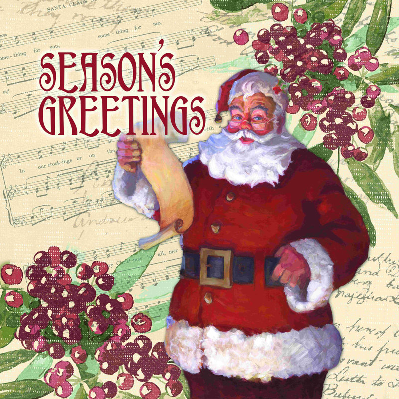 Seasons Greetings Santa, H 12 po x l 12 po