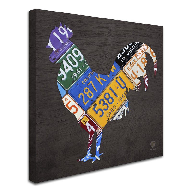 « coq », impression sur toile tendue, H 14 po x l 14 po x P 2 po