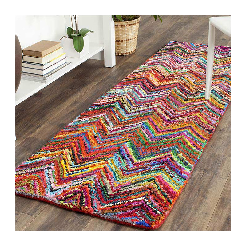 Tapis multicolore touffeté à la main Barnes, Tapis de couloir 2 pi 3 po x 5 pi