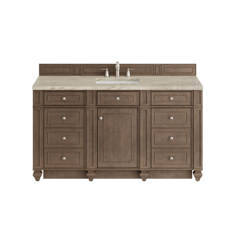 Bristol 60'' W Single Vanity, Whitewashed Walnut, Tajnar Eclos, 8" Widespread