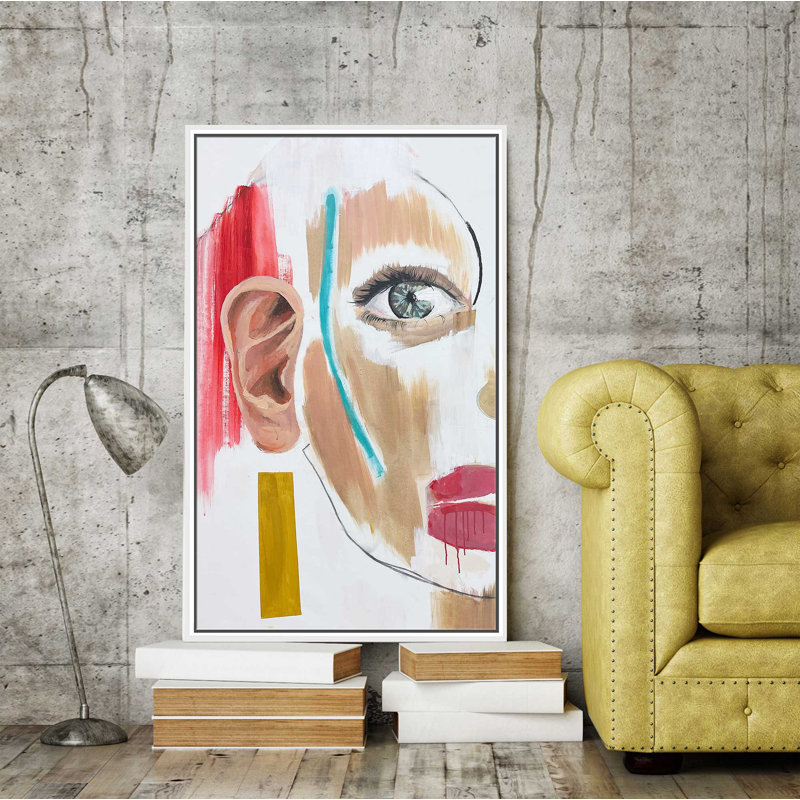 Miroir de Purpose I (vertical) par Cassie Studios - Peinture, H 63,5 po x l 39,5 po x P 2 po, Cadre flottant blanc