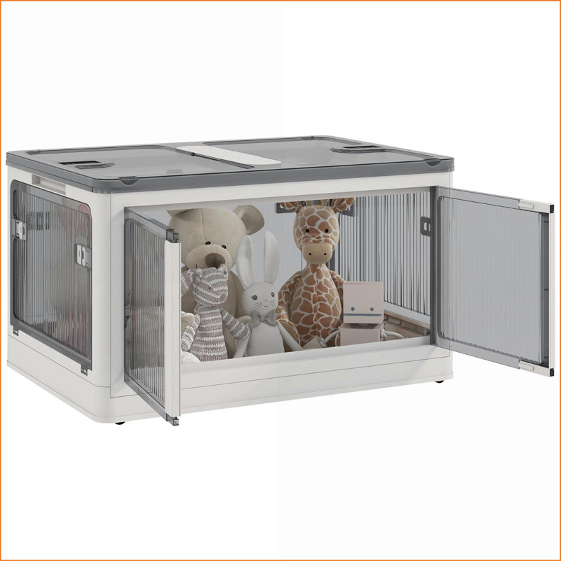 Bacs de rangement empilables pliables avec couvercles Roues | Plastique blanc, Blanc