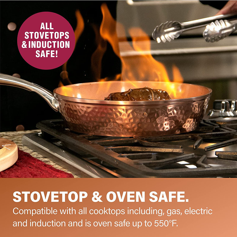 Gotham Steel Hammered Copper 10 Piece Non Stick Cookware Set