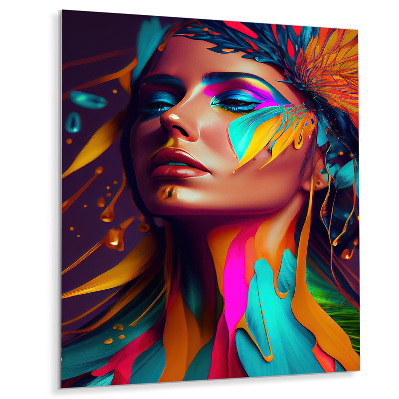 Décoration murale avant-garde plume sensuelle III - Glam contemporain en métal, H 32 po x l 24 po x P 1 po