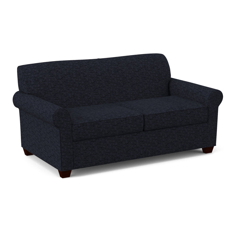Finn 75" Rolled Arm Sofa Bed, Empire Mahogany, Connelly Blue Jay, Innerspring
