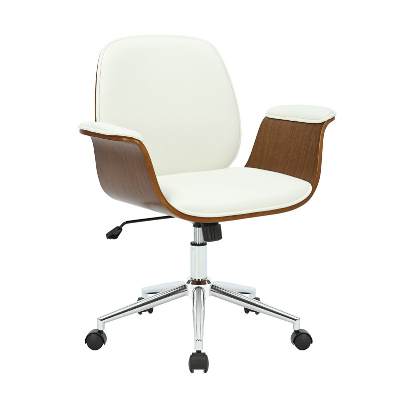 Trym Faux Leather Mid-Century Office Chair, White