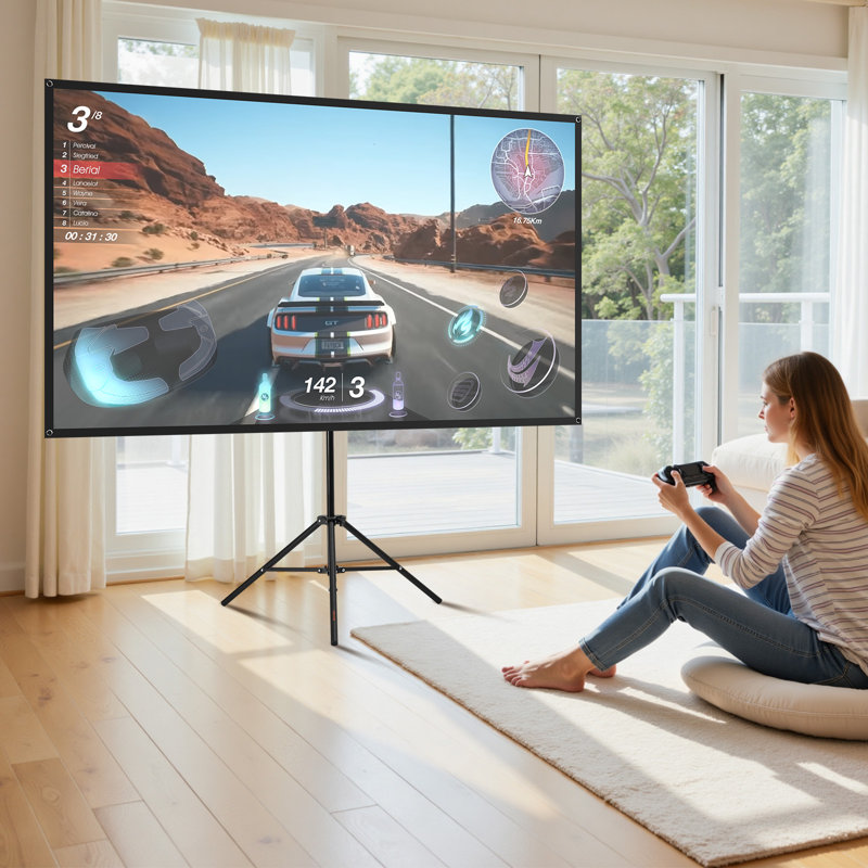 Écran de projecteur trépied avec support 80 pouces 160 ° grand angle 4K HD 16: 9