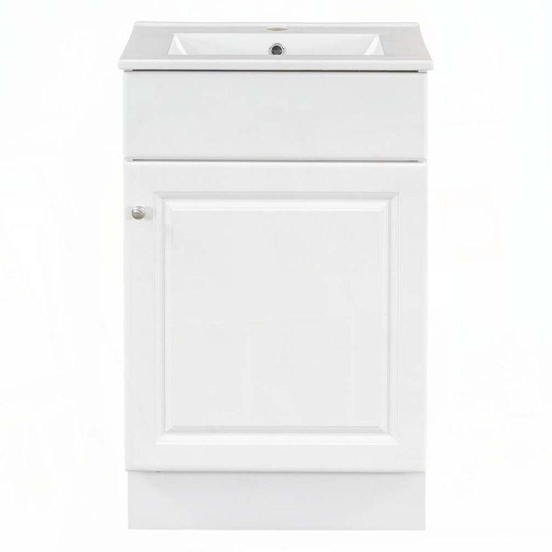 20" Bathroom Vanity with Ceramic Sink,Adjustable Shelf, White