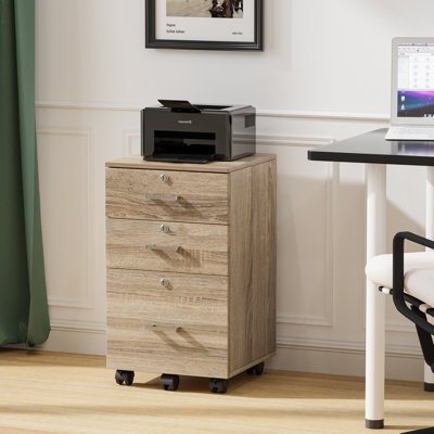 15.4 Inch Light Oak 3-Drawer Wooden Mobile Oties