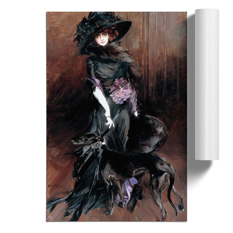 Marchesa Casati With A Greyhound by Giovanni Boldini - No Frame Painting, 30cm H x 21cm W x 0.1cm D