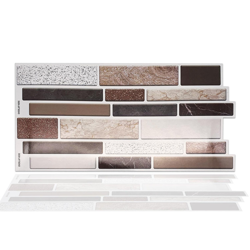 35.56cm W x 72.39cm L Aluminum Peel and Stick Mosaic Tile, Brown/Beige