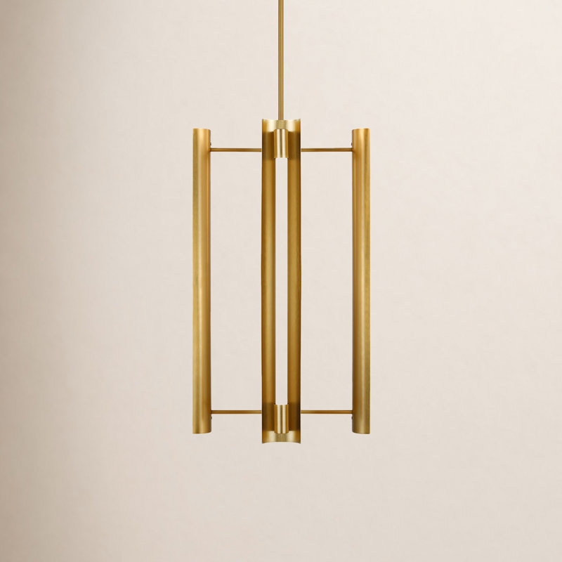 Carson LED Pendant, 28" H x 16.13" W x 16.13" D, 4, Burnished Brass