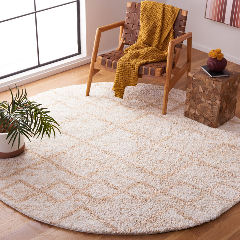 Berber Shag Performance Geometric Rug, Round 7'