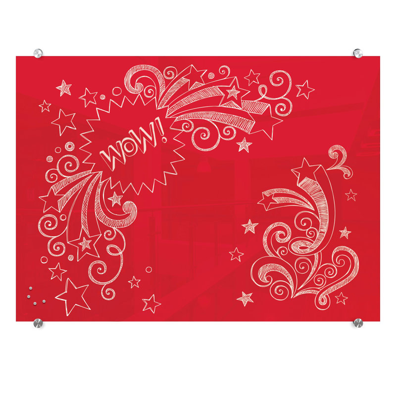 Tableau effaçable mural en verre Visionary, H 35,43 po x L 47,24 po, Rouge