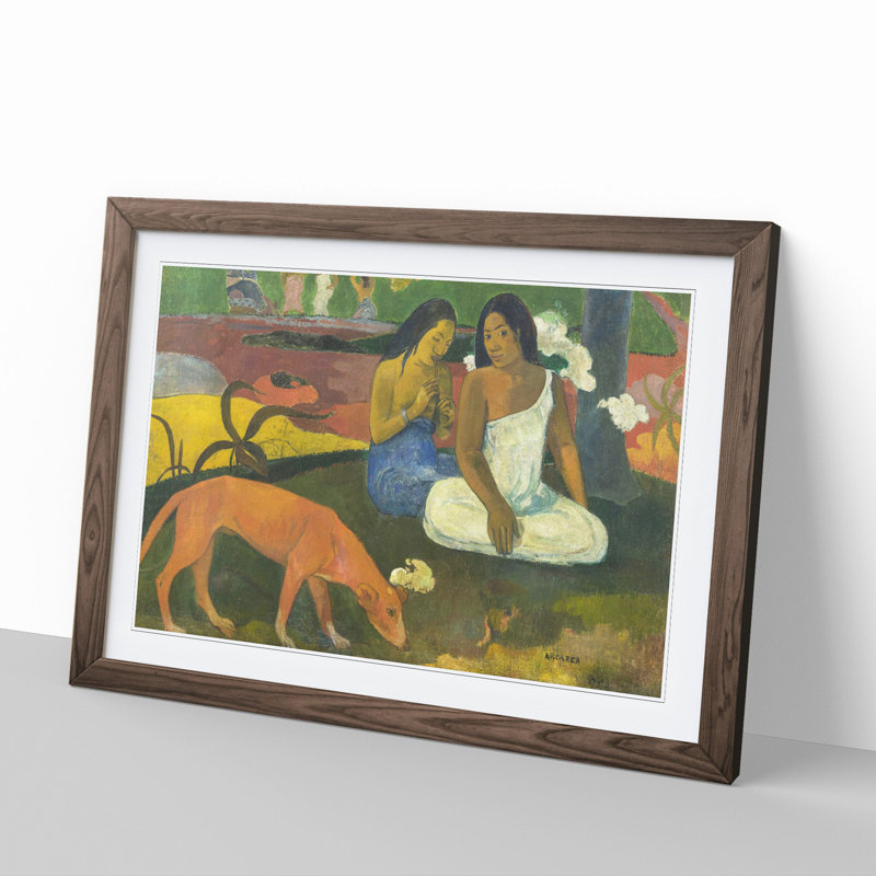 Arearea by Paul Gauguin - Picture Frame Painting, Walnut Framed, 36cm H x 48cm W x 2cm D