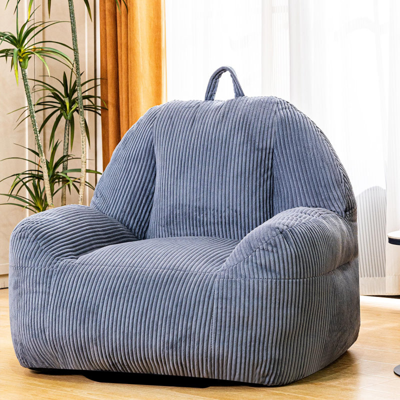 Giant Memory Foam Bean Bag Chair - Plush Faux Fur, Ergonomic Design for Gaming & Reading (Grey, No Assembly), 1