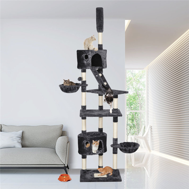 Large Adjustable Cat Tree, Dark Grey