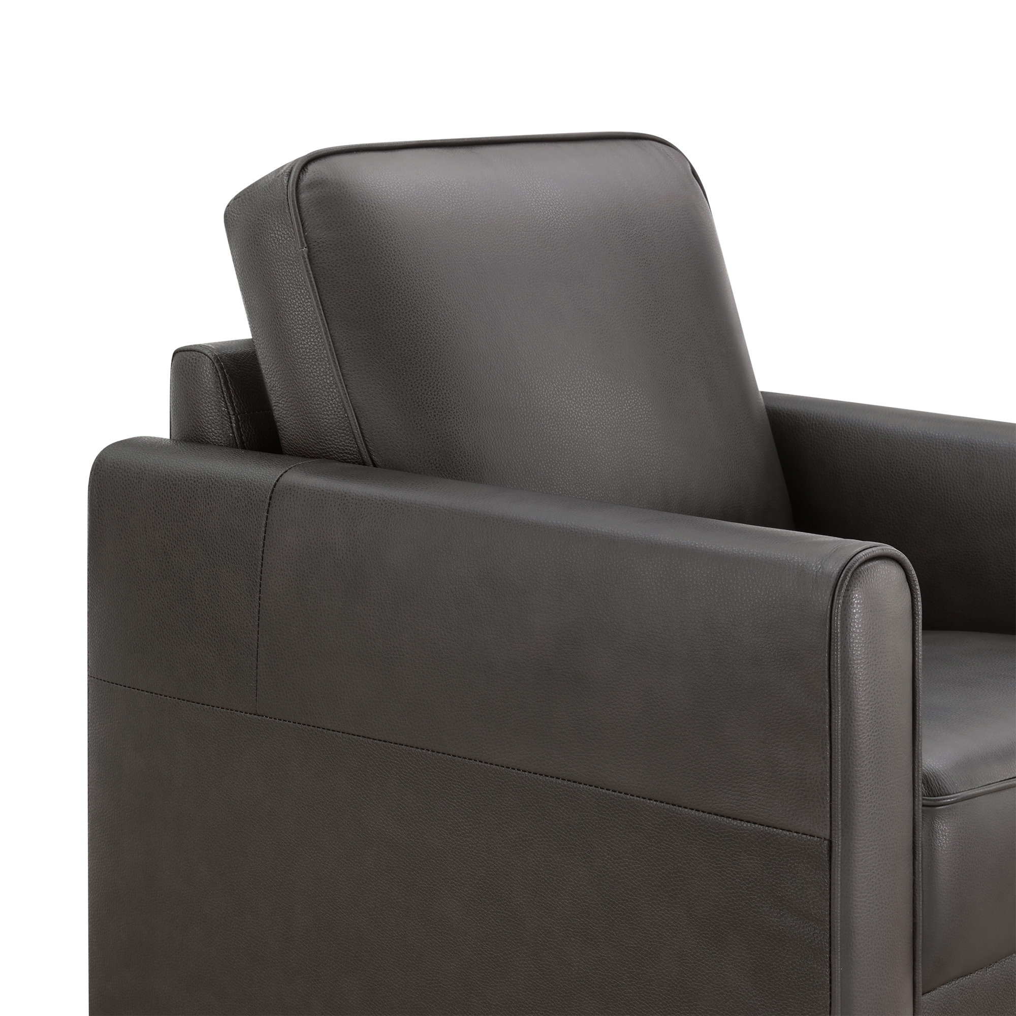 Genuine Leather Swivel Accent Chair, Ivory