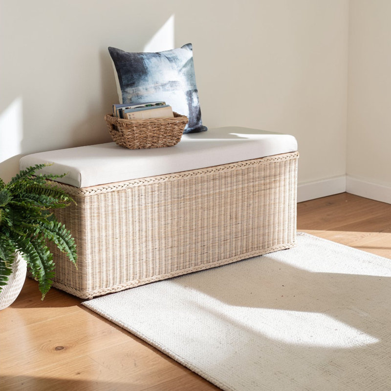 Banc de rangement en rotin tressé Adella