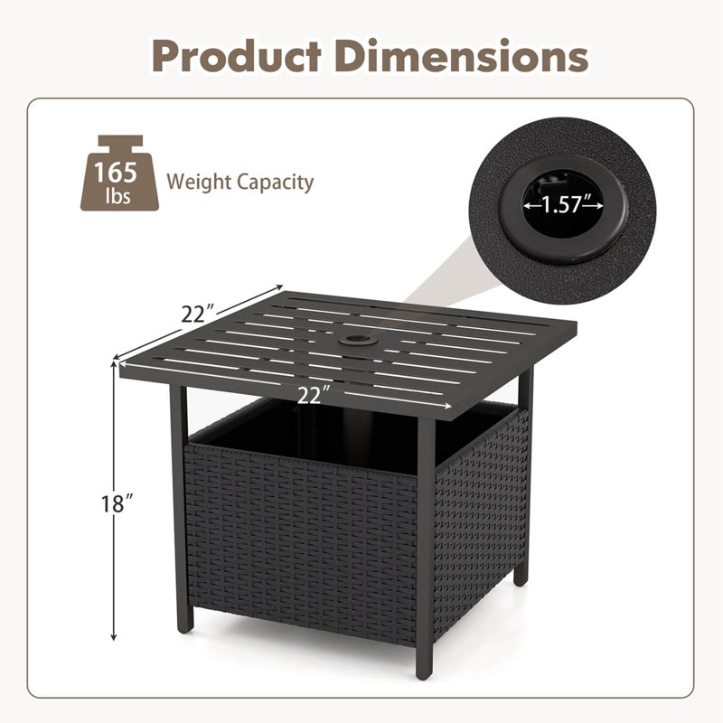 Table d'appoint en osier et rotin , Noir, noir, noir, noir