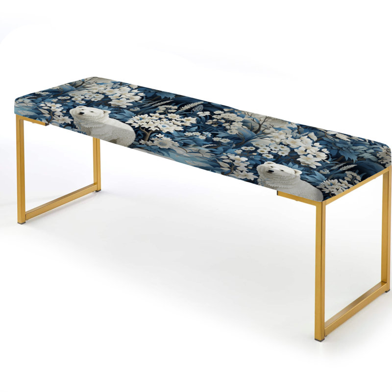 Gilligan - Animal Print Upholstered Gold Bench