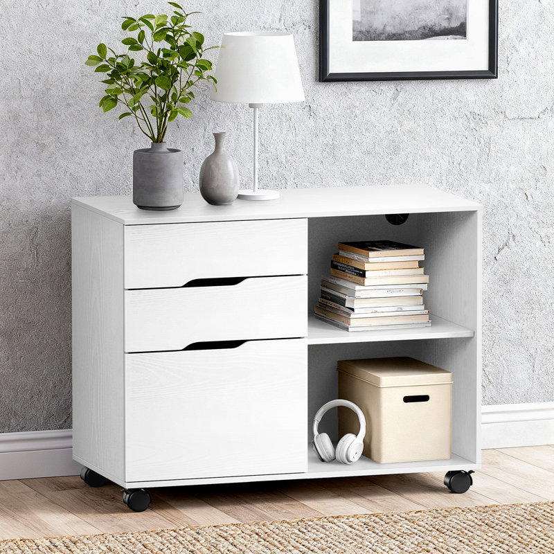 Corwynn 30.8" W 3-Drawer Soft-Close Mobile Lateral File Cabinet, White