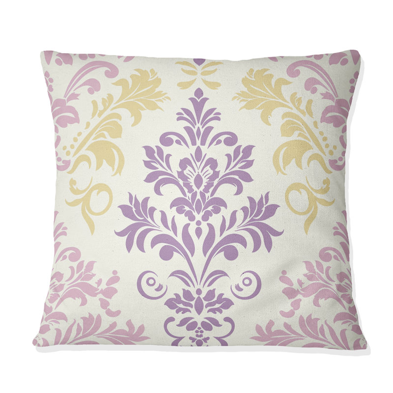 Coussin Damask Blush, H 16 po x l 16 po, Carrée