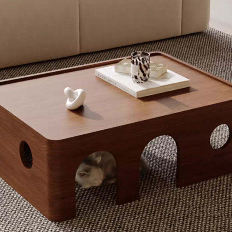 Personality design solid wood coffee table, Brown, 14.17" H x 47.24" L x 27.55" W