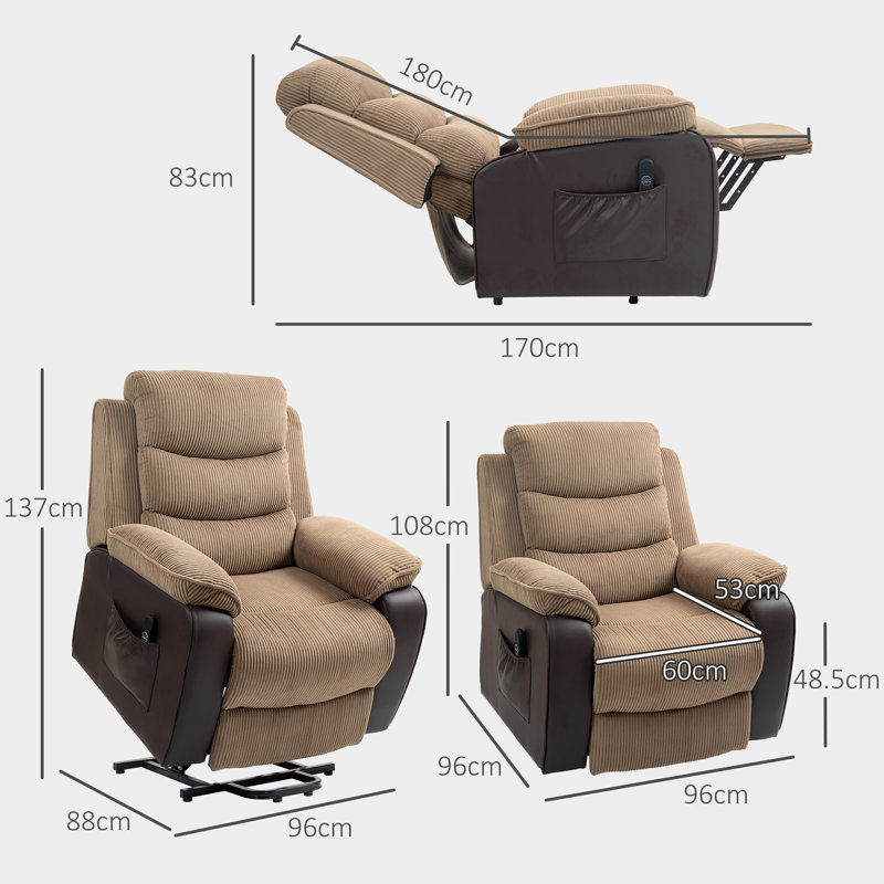 Reyhaneh 96cm Wide Lift Assist Standard Recliner, Brown