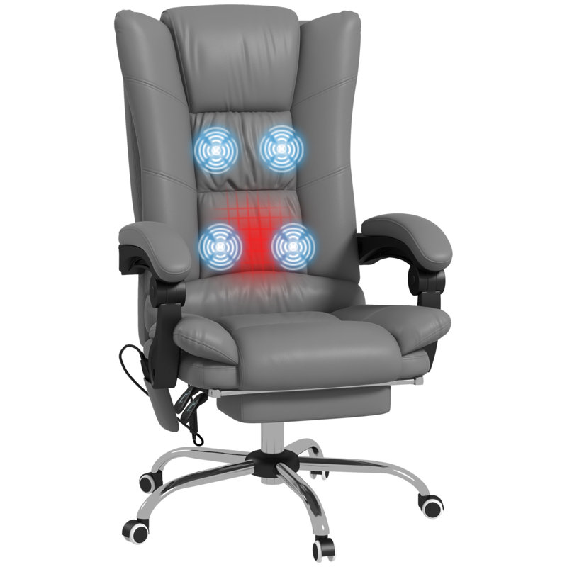 Vinsetto Vibration Massage Office Chair With Heat, Footrest, Gray