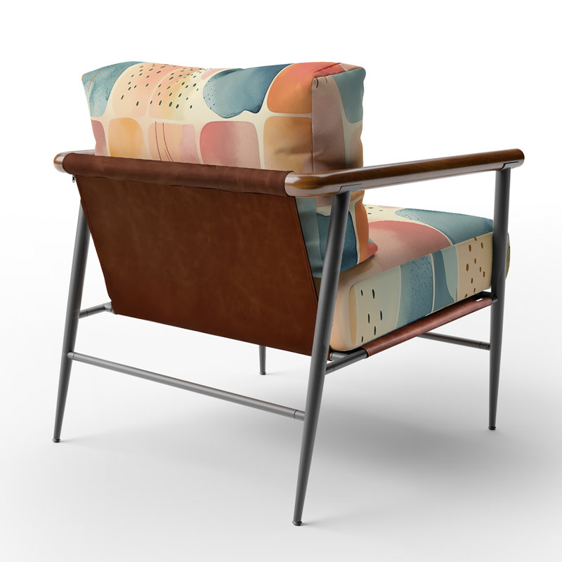 Fauteuil rembourré contemporain orange avec motif géométrique amusant Shapes III, Noir