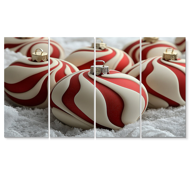 Ensemble de décoration murale rouge et blanche «Christmas Peppermint Swirl I» - Noël, H 32 po x l 64 po