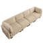 Canapé d'angle modulaire 4 places en chenille à détails froncés, 2 poufs amovibles, mousse haute densité, coussins de dossier épais-79186058-79186056
