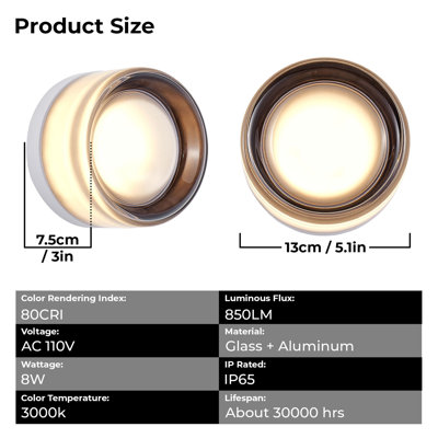 Minimalist Round Wall Light Modern Simple Design,Thick Glass Shade LED Fixture,Minimalist Round Wall Lamp for Bathroom Vanity, Bedroom Bedside, Living Room (Concave Style - Red)