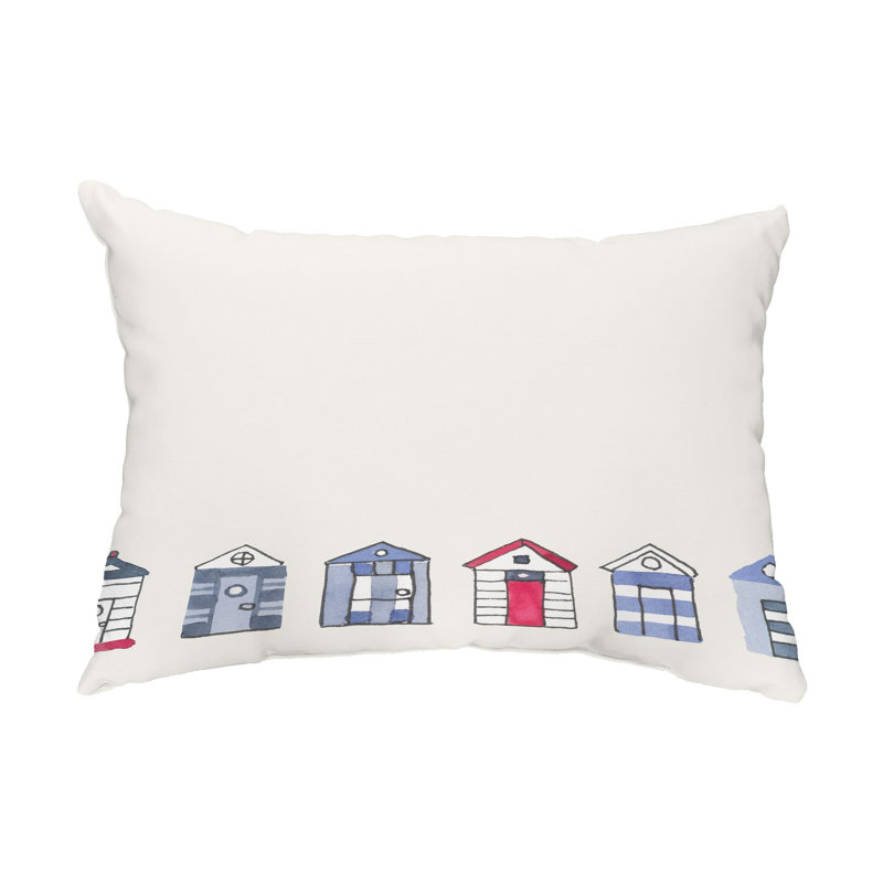 Coussin lombaire d'extérieur Beach Huts, Ivoire