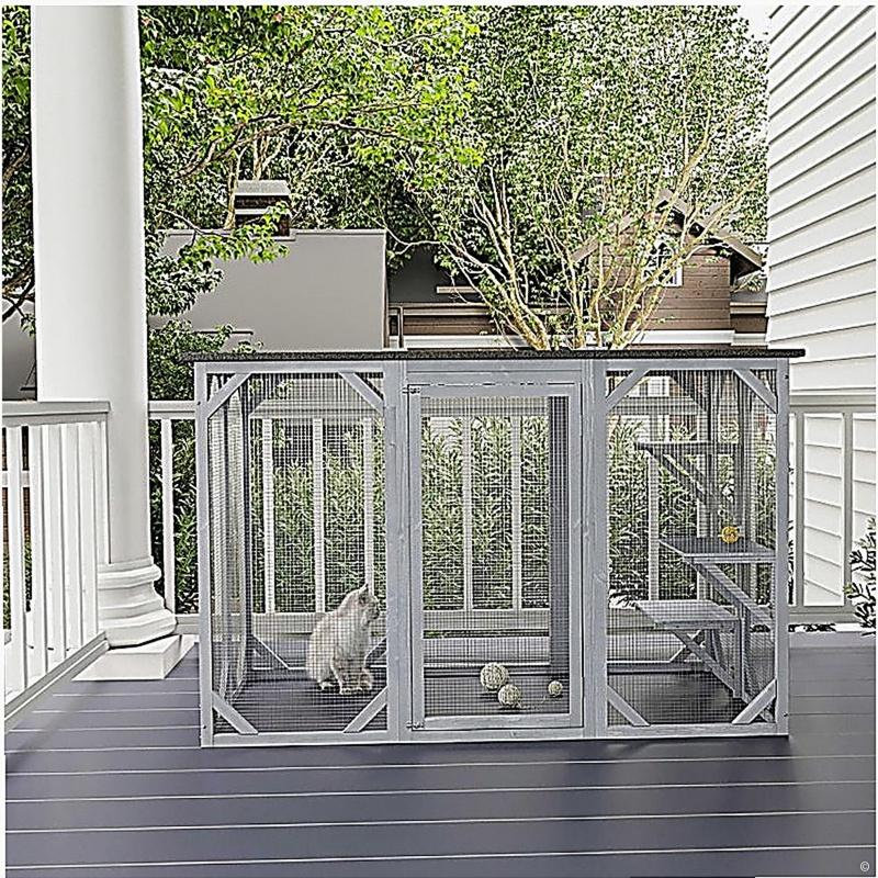 Grande cage d'extérieur en bois pour chat