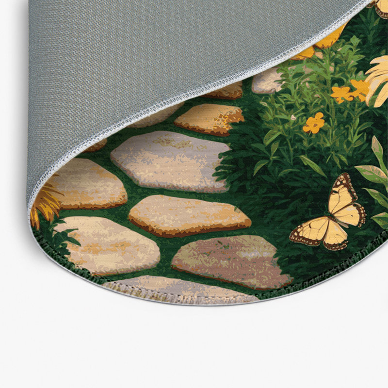 Tapis d'intérieur et d'extérieur vert Nature, Rond 5 pi