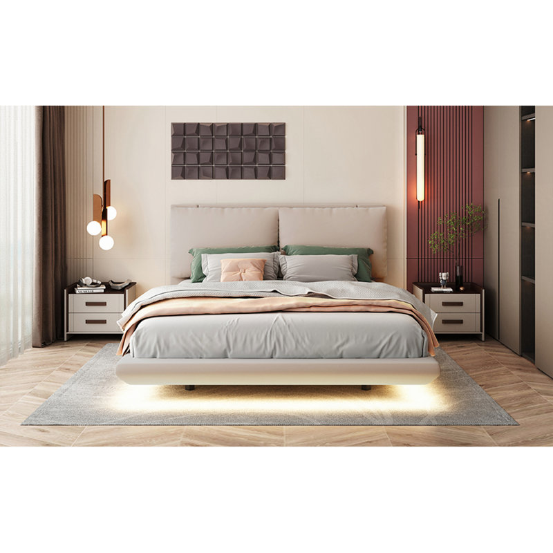 Grand lit plateforme tapissier