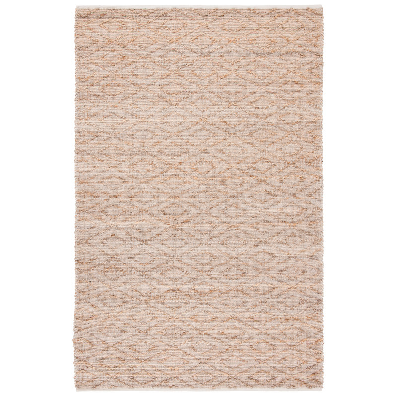 North Adams Natural Fiber Flat Weave Jute/Cotton Geometric Rug in Beige, Rectangle 5' x 8'