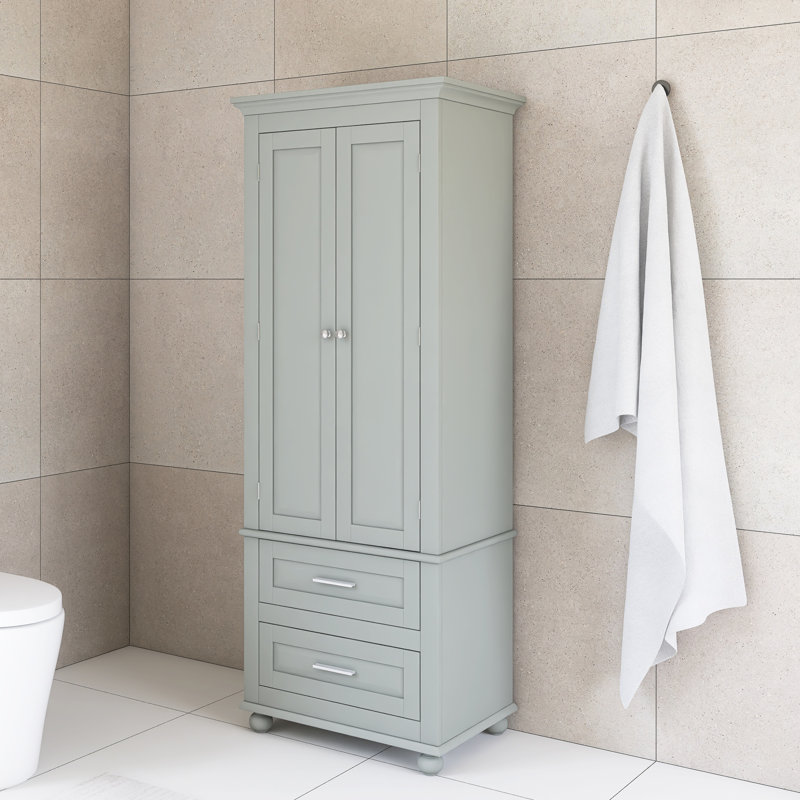 Armoire de rangement haute avec deux tiroirs, Gris