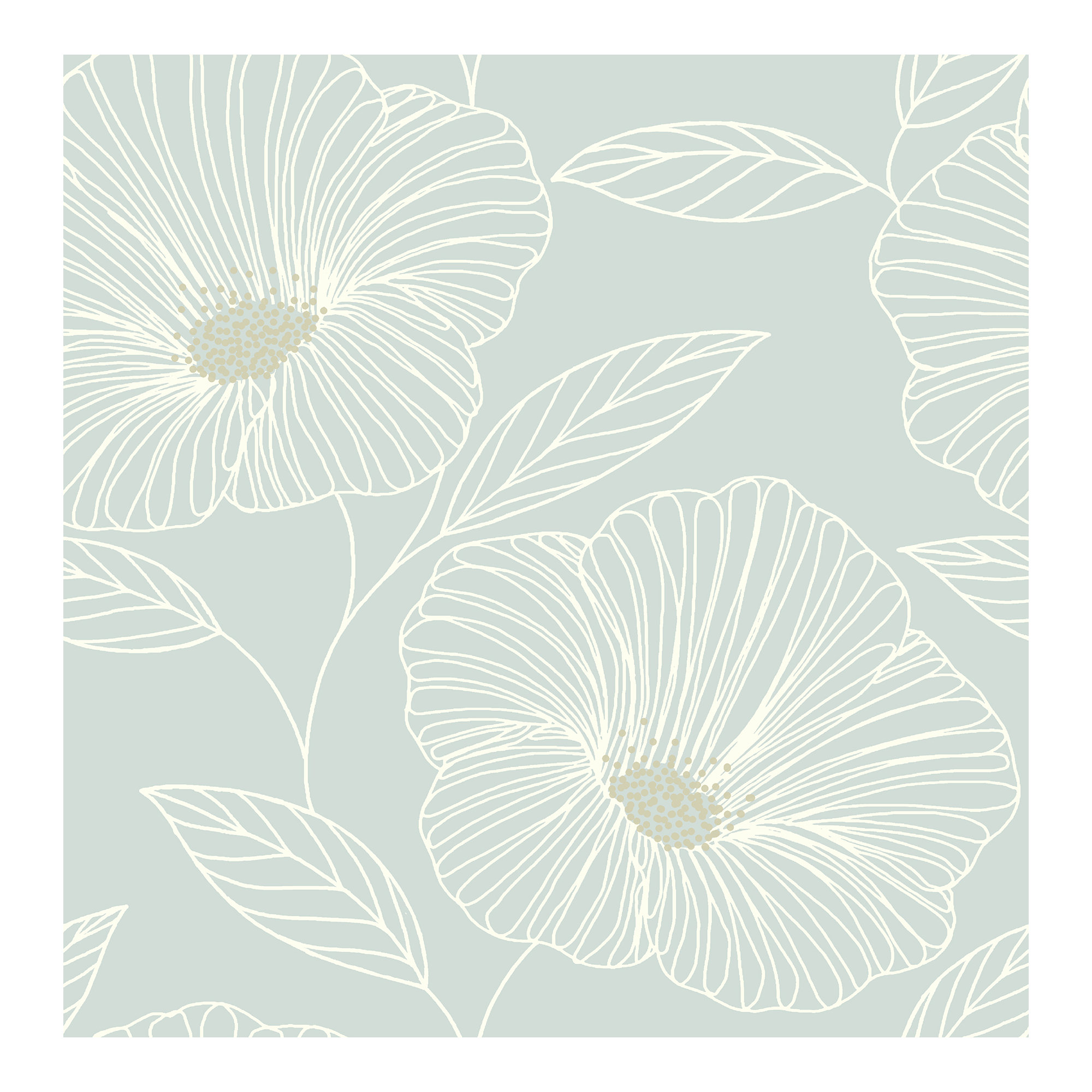 Mistral Mythic Floral Wallpaper Sample, Seafoam