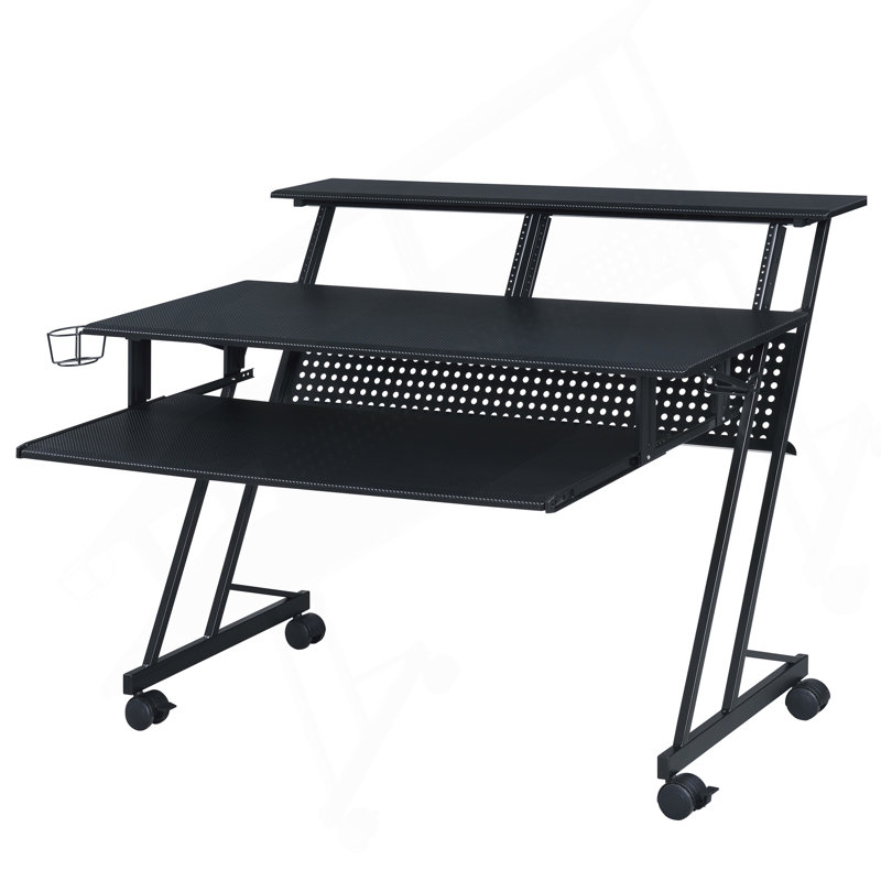 Bureau de studio noir avec plateau pour clavier, Noir